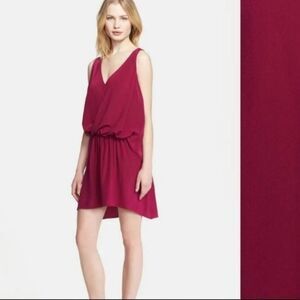 Elizabeth + James magenta surplice silk party dress